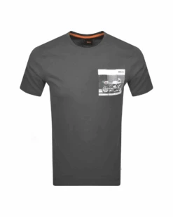 BOSS Mens Motobike Print T Shirt Dark Grey