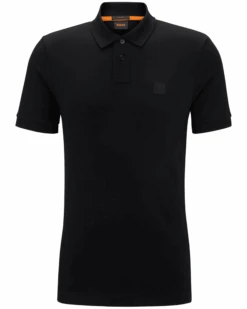 BOSS Mens Nos Logo Patch Passenger Polo Shirt Black