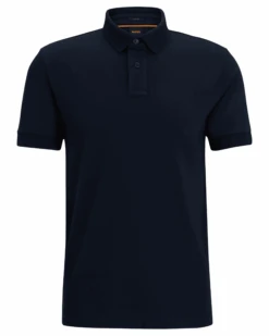 BOSS Mens Nos Logo Patch Passenger Polo Shirt Dark Blue