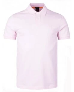 BOSS Mens Nos Logo Patch Passenger Polo Shirt Pastel Pink