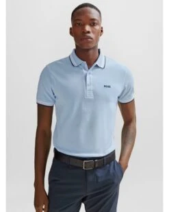 BOSS Mens Paddy Polo Shirt Light Pastel Blue -Boss Shop boss mens paddy polo shirt light pastel blue p44458 282067 zoom