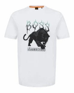 BOSS Mens Pantera Panther Logo Print T-Shirt White