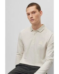 BOSS Mens Passerby Polo Shirt Beige -Boss Shop boss mens passerby polo shirt beige p43837 276410 image