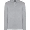 BOSS Mens Pleins Long Sleeved Polo Shirt Silver -Boss Shop boss mens pleins long sleeved polo shirt silver p44511 280010 zoom