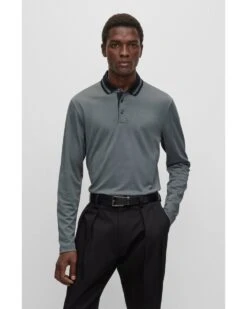 BOSS Mens Pleins Woven Polo Shirt Black -Boss Shop boss mens pleins woven polo shirt black p43752 276565 image