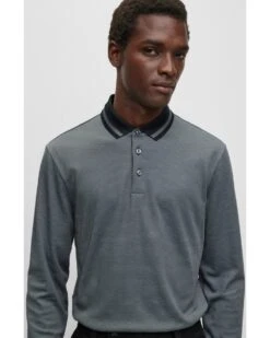 BOSS Mens Pleins Woven Polo Shirt Black -Boss Shop boss mens pleins woven polo shirt black p43752 276570 image