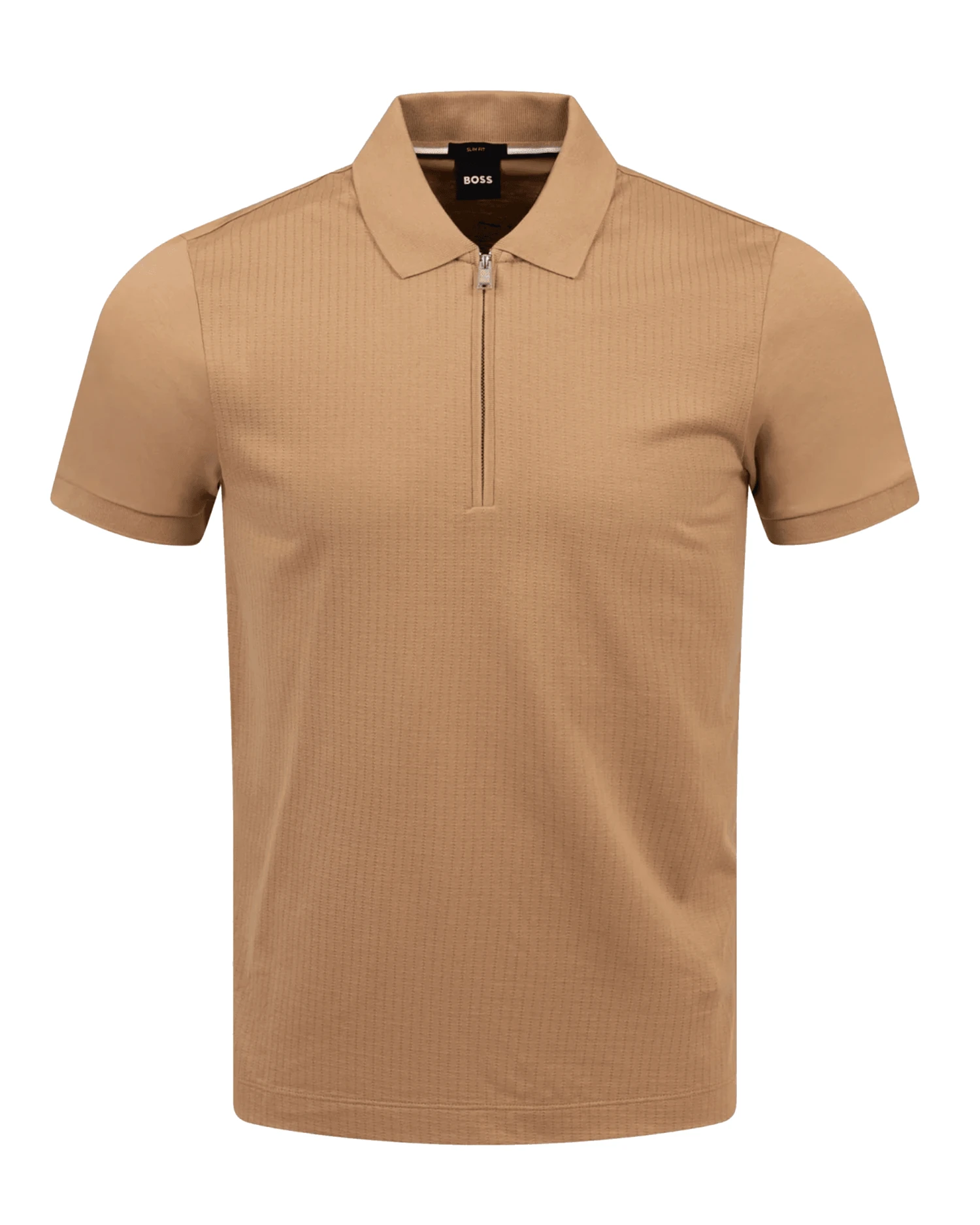 BOSS Mens Polston Quarter Zip Polo Shirt Medium Beige 3 BOSS Mens Polston Quarter Zip Polo Shirt Medium Beige