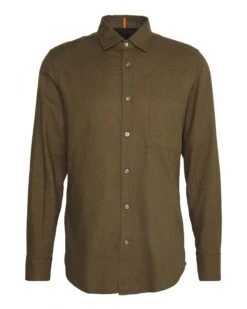 BOSS Mens Relegant Dark Green Regular Fit Flannel Shirt