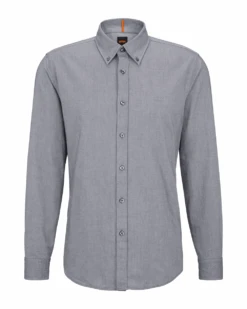 BOSS Mens Rickert Oxford Shirt Dark Grey