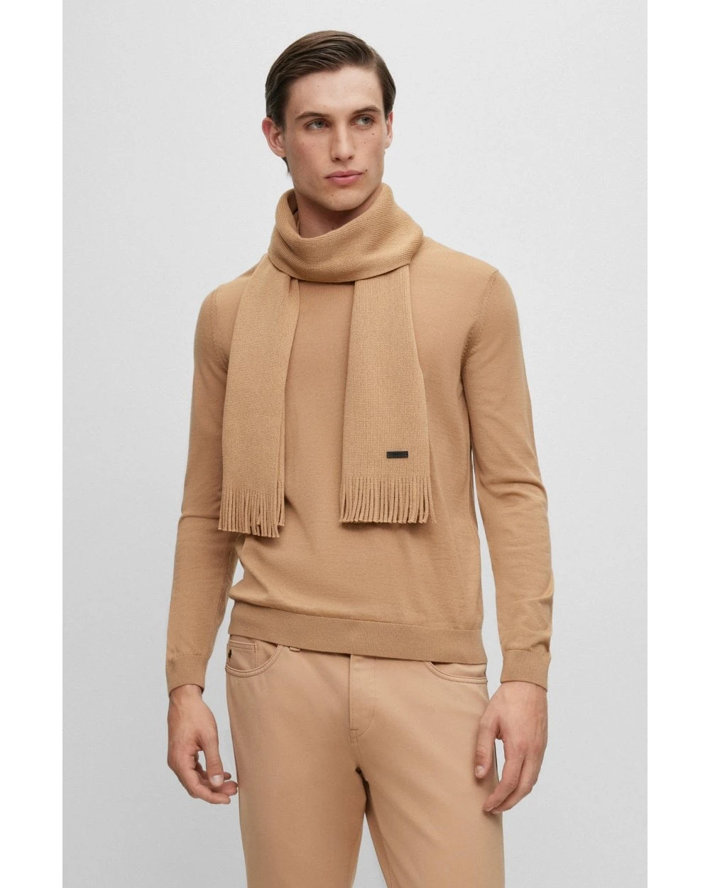 BOSS Mens Ruschel Scarf Med Beige 4 BOSS Mens Ruschel Scarf Med Beige - Image 2