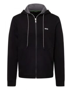 BOSS Mens Saggy Zip Through Hoodie, Black Jacket