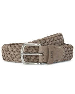BOSS Mens Sash-Sdw Khaki Woven Suede Belt