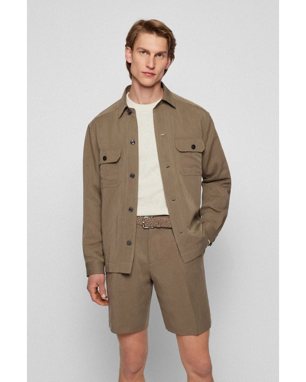 BOSS Mens Sash-Sdw Khaki Woven Suede Belt 6 BOSS Mens Sash-Sdw Khaki Woven Suede Belt - Image 4