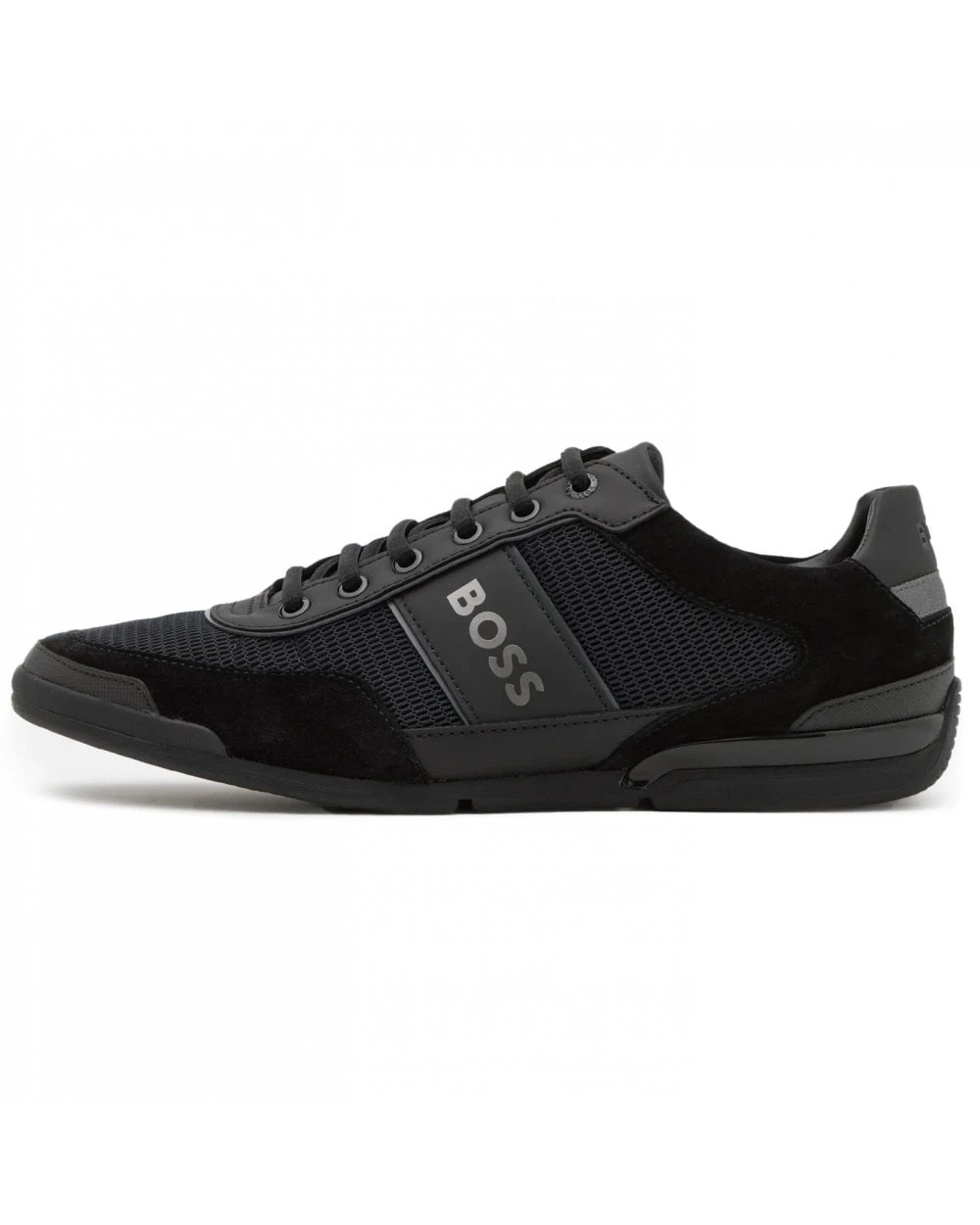 BOSS Mens Saturn Low Suede/Mesh Trainers, Black Sneakers 4 BOSS Mens Saturn Low Suede/Mesh Trainers, Black Sneakers - Image 2
