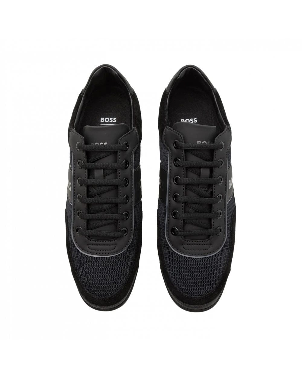 BOSS Mens Saturn Low Suede/Mesh Trainers, Black Sneakers 5 BOSS Mens Saturn Low Suede/Mesh Trainers, Black Sneakers - Image 3