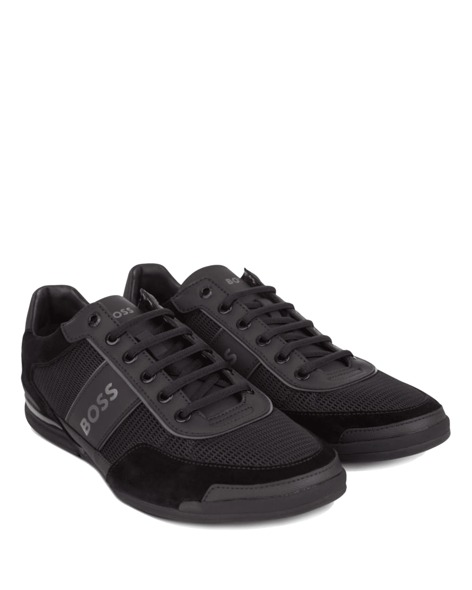 BOSS Mens Saturn Low Suede/Mesh Trainers, Black Sneakers 3 BOSS Mens Saturn Low Suede/Mesh Trainers, Black Sneakers