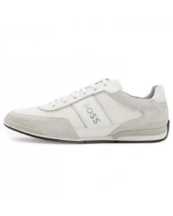 Boss Shop -Boss Shop boss mens saturn low suede mesh trainers white sneakers p42719 257155 image