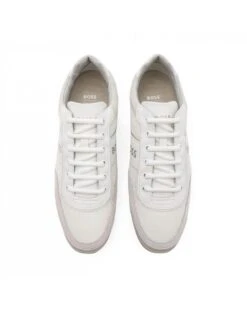 BOSS Mens Saturn Low Suede/Mesh Trainers, White Sneakers -Boss Shop boss mens saturn low suede mesh trainers white sneakers p42719 257165 image