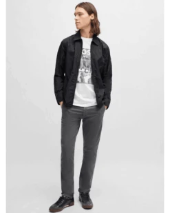 BOSS Mens Slim Fit Cotton Satin Chino Trousers Grey 9 BOSS Mens Slim Fit Cotton Satin Chino Trousers Grey -Boss Shop boss mens slim fit cotton satin chino trousers grey p44502 280534 zoom