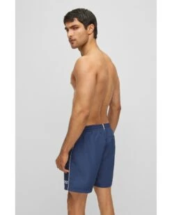 BOSS Mens Starfish Navy Blue Quick-Drying Logo Swim Shorts -Boss Shop boss mens starfish navy blue quick drying logo swim shorts p42835 261983 zoom