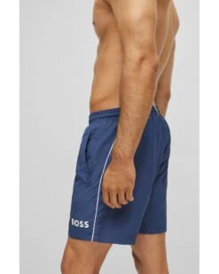 BOSS Mens Starfish Navy Blue Quick-Drying Logo Swim Shorts -Boss Shop boss mens starfish navy blue quick drying logo swim shorts p42835 261987 zoom