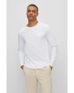 BOSS Mens Tacks Regular Fit Logo Patch T Shirt, White Tee -Boss Shop boss mens tacks regular fit logo patch t shirt white tee p41899 249629 image