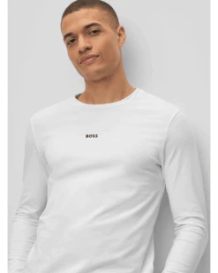 BOSS Mens TChark Long Sleeved Logo T-Shirt White -Boss Shop boss mens tchark long sleeved logo t shirt white p44479 280432 zoom