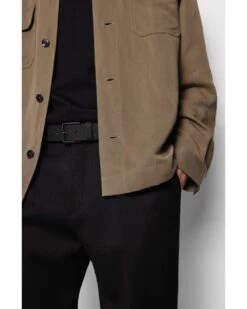 BOSS Mens Ther-B Black Monogram Print Rubberised Leather Belt -Boss Shop boss mens ther b black monogram print rubberised leather belt p41428 238226 image