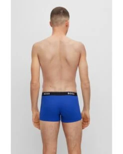 BOSS Mens Three-Pack Logo Waistband Boxers, Black/Navy/Blue Trunks -Boss Shop boss mens three pack logo waistband boxers black navy blue trunks p42829 258979 zoom