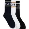 BOSS Mens Three Pack Navy/White/Black Stripe Logo Short Socks -Boss Shop boss mens three pack navy white black stripe logo short socks p42838 261991 zoom