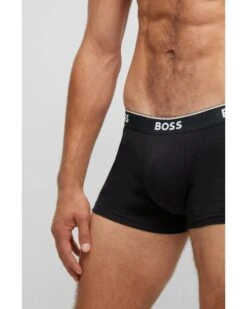BOSS Mens Three-Pack Stretch Cotton Logo Trunks, Black/Grey/White Boxers -Boss Shop boss mens three pack stretch cotton logo trunks black grey white boxers p41474 244837 image