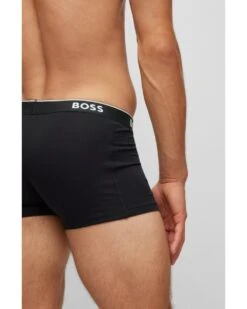 BOSS Mens Three-Pack Stretch Cotton Logo Trunks, Black/Grey/White Boxers -Boss Shop boss mens three pack stretch cotton logo trunks black grey white boxers p41474 244840 image