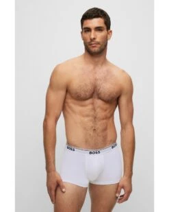 BOSS Mens Three-Pack Stretch Cotton Logo Trunks, Black/Grey/White Boxers -Boss Shop boss mens three pack stretch cotton logo trunks black grey white boxers p41474 244846 image