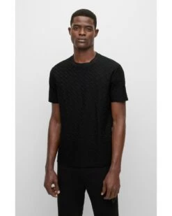 BOSS Mens Tiburt Monogram Pattern T Shirt, Black Tee 8 BOSS Mens Tiburt Monogram Pattern T Shirt, Black Tee -Boss Shop boss mens tiburt monogram pattern t shirt black tee p42480 255995 image