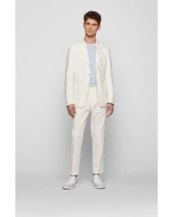 BOSS Mens Tiburt Striped Cotton/Linen T Shirt, Blue Tee -Boss Shop boss mens tiburt striped cotton linen t shirt blue tee p41396 237977 image