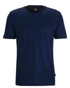 BOSS Mens Tiburt Structured T Shirt Dark Blue