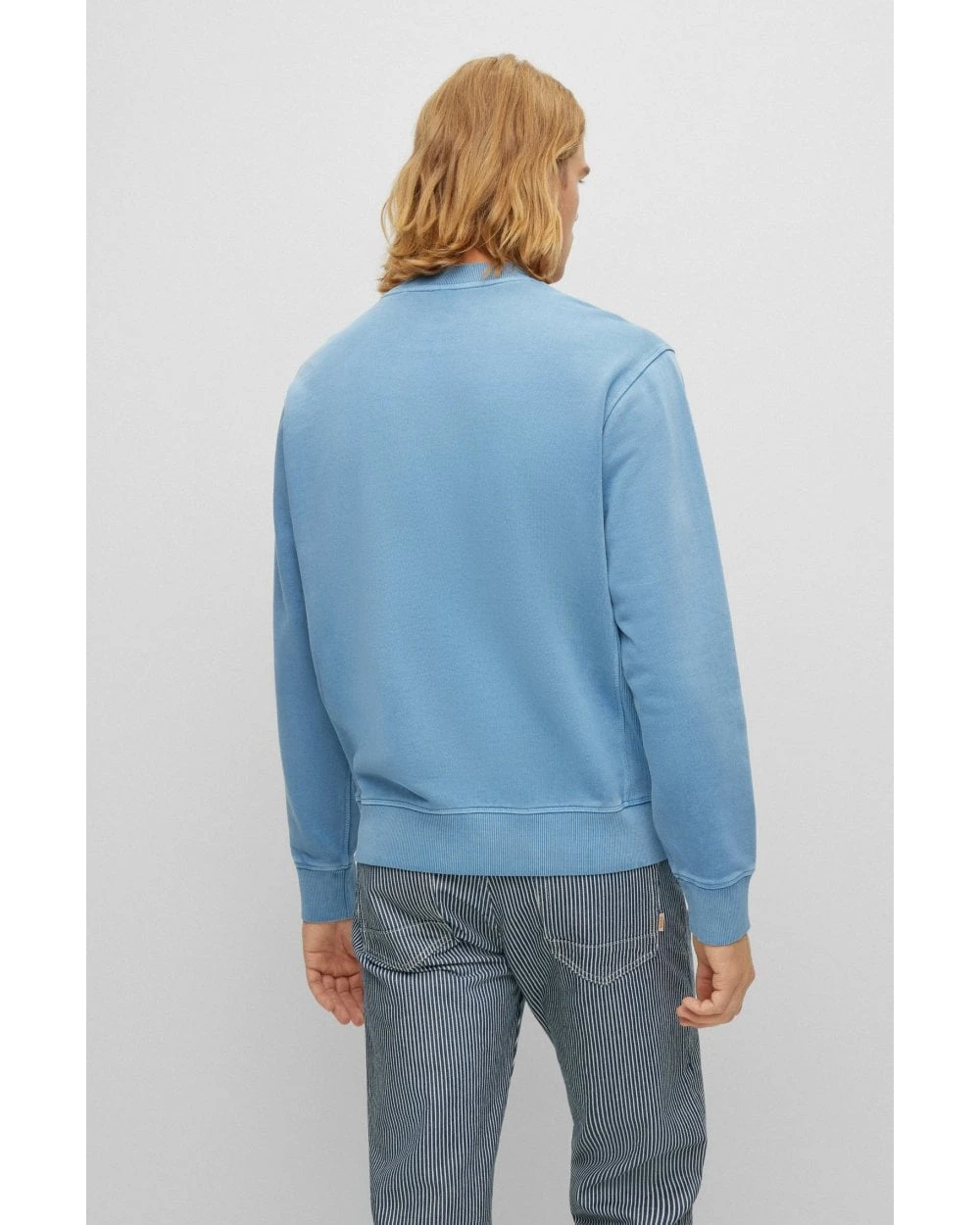 BOSS Mens Wefade French Terry Logo Sweatshirt, Blue Jumper 5 BOSS Mens Wefade French Terry Logo Sweatshirt, Blue Jumper - Image 3