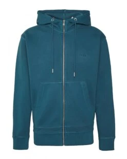 BOSS Mens Zefade Garment-Washed Zip Hoodie, Medium Blue