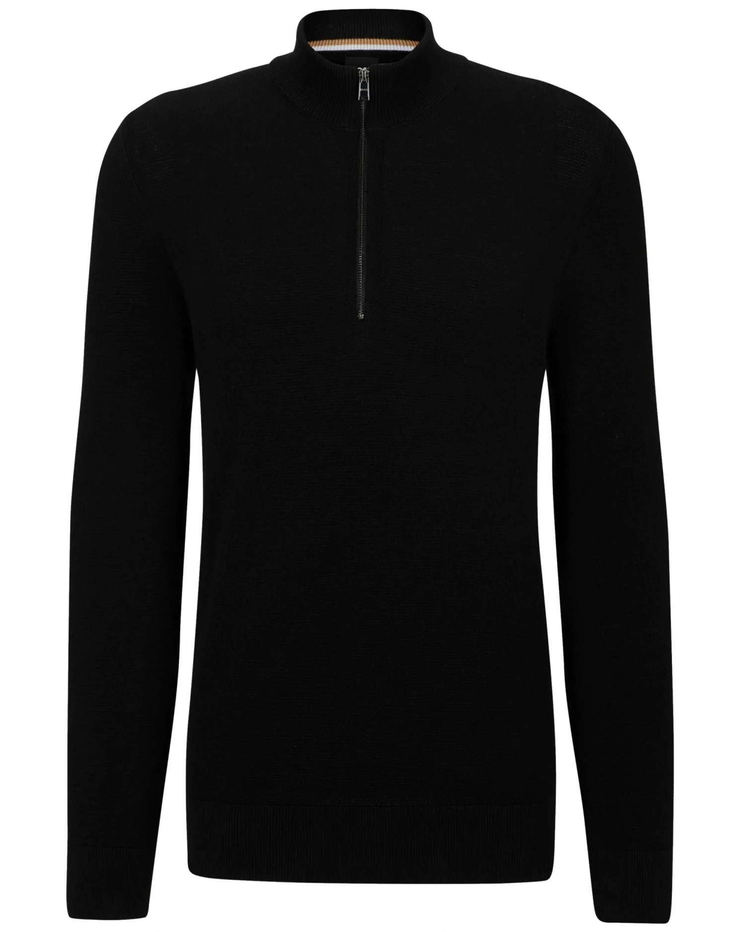 BOSS Mens Zip-Neck Ebrando Knit Jumper Black 3 BOSS Mens Zip-Neck Ebrando Knit Jumper Black