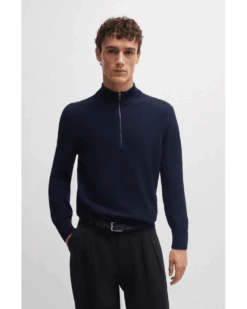 BOSS Mens Zip-Neck Ebrando Knit Jumper Dark Blue 7 BOSS Mens Zip-Neck Ebrando Knit Jumper Dark Blue -Boss Shop boss mens zip neck ebrando knit jumper dark blue p44520 280094 image