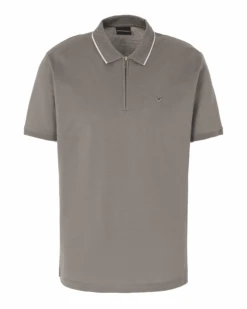 Emporio Armani Mens 1/4 Zip Polo Grey