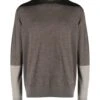 Emporio Armani Mens Colour Block Knit Jumper Brown Taupe