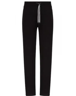 Emporio Armani Mens Double Jersey Eagle Logo Sweatpants, Black Joggers