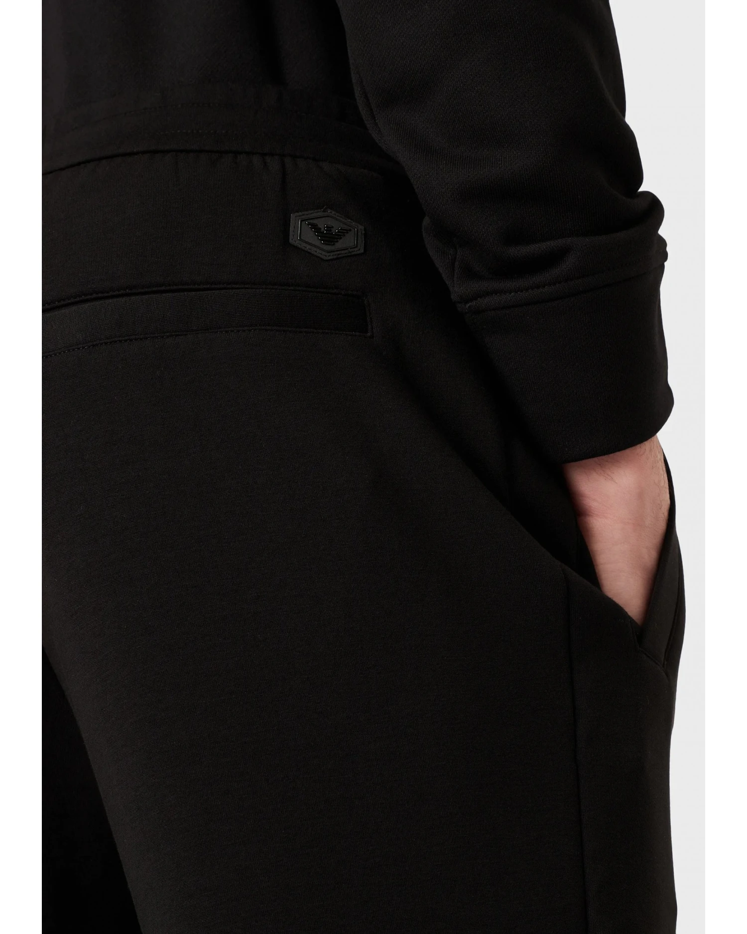 Emporio Armani Mens Double Jersey Eagle Logo Sweatpants, Black Joggers 8 Emporio Armani Mens Double Jersey Eagle Logo Sweatpants, Black Joggers - Image 6