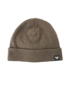 Emporio Armani Mens Eagle Logo Beanie, Olive Green Hat