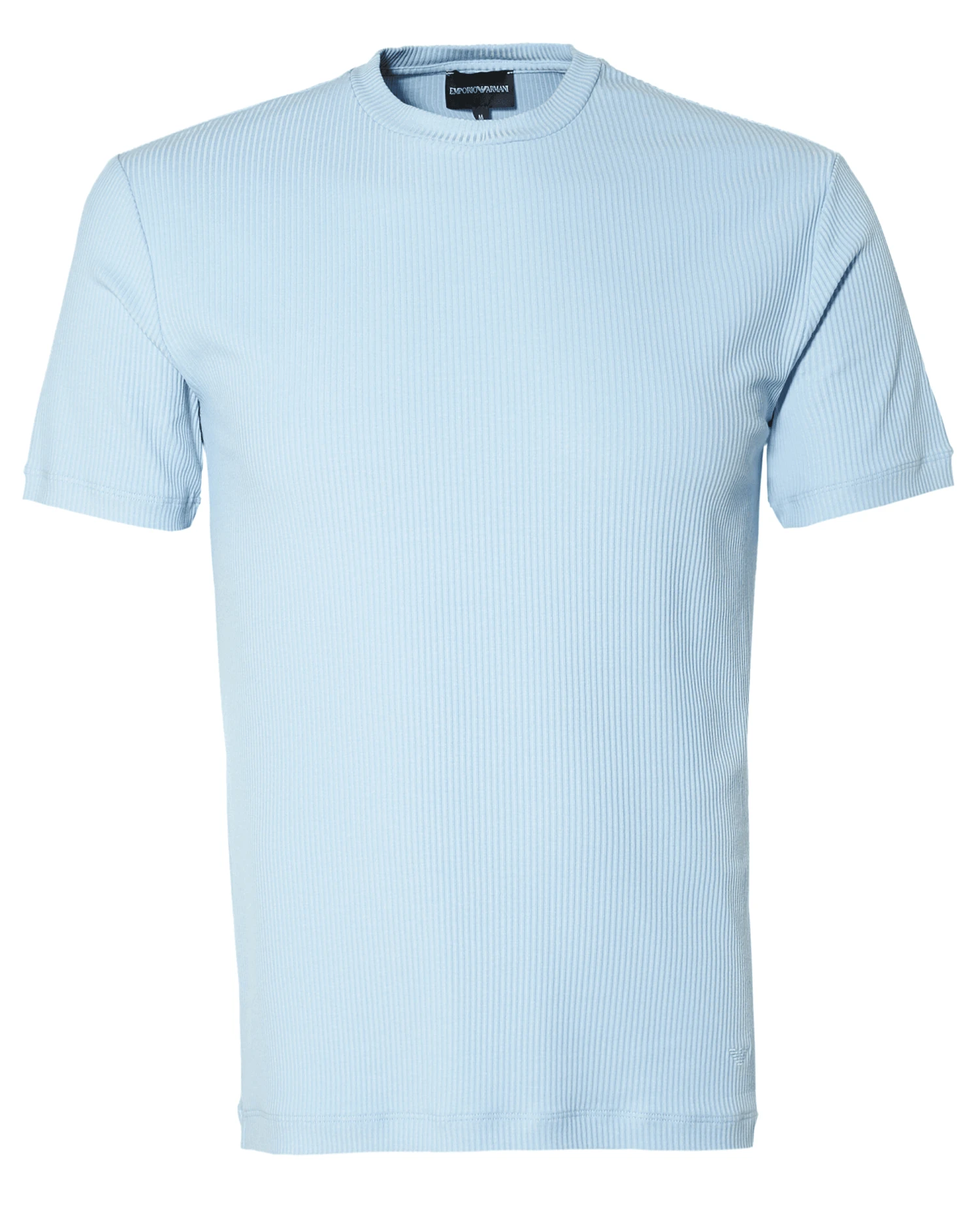 Emporio Armani Mens Fine Rib T Shirt Sky 3 Emporio Armani Mens Fine Rib T Shirt Sky