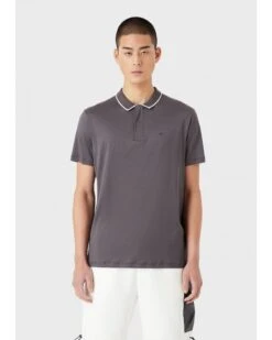 Emporio Armani Mens Grey Travel Essentials Tencel Blend Jersey Polo Shirt -Boss Shop emporio armani mens grey travel essentials tencel blend jersey polo shirt p42980 262732 zoom