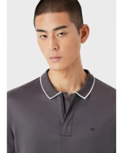 Emporio Armani Mens Grey Travel Essentials Tencel Blend Jersey Polo Shirt -Boss Shop emporio armani mens grey travel essentials tencel blend jersey polo shirt p42980 262744 zoom