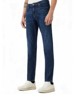 Emporio Armani Mens J06 Silver Eagle Slim Fit Jean Dark Whisker