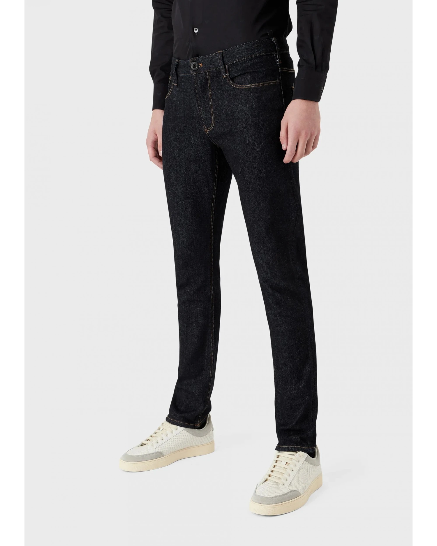 Emporio Armani Mens J06 Slim Fit Embroidered Eagle Jeans, Dark Wash Denim 4 Emporio Armani Mens J06 Slim Fit Embroidered Eagle Jeans, Dark Wash Denim - Image 2